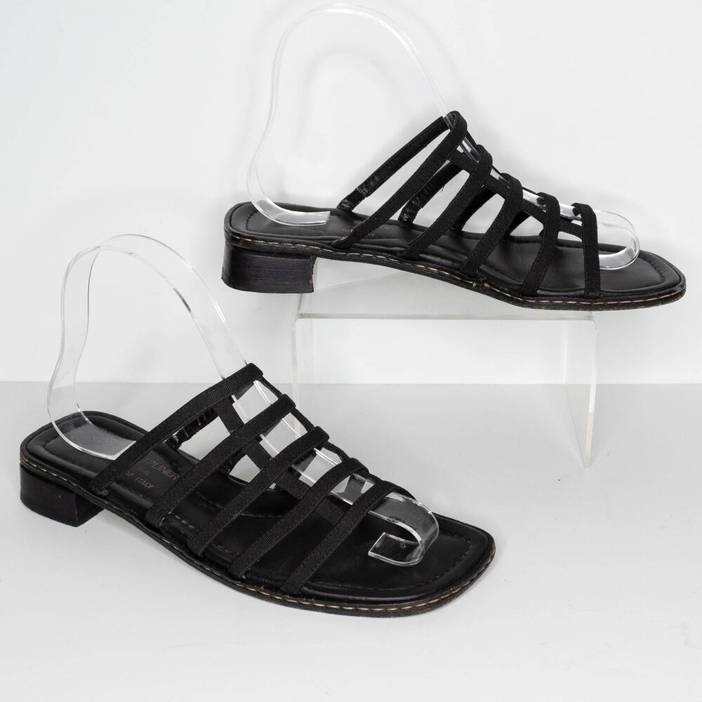 Donald J Pliner Women's Freya Sandals Slip On Open Strappy Italy Black 6.5 | AQ